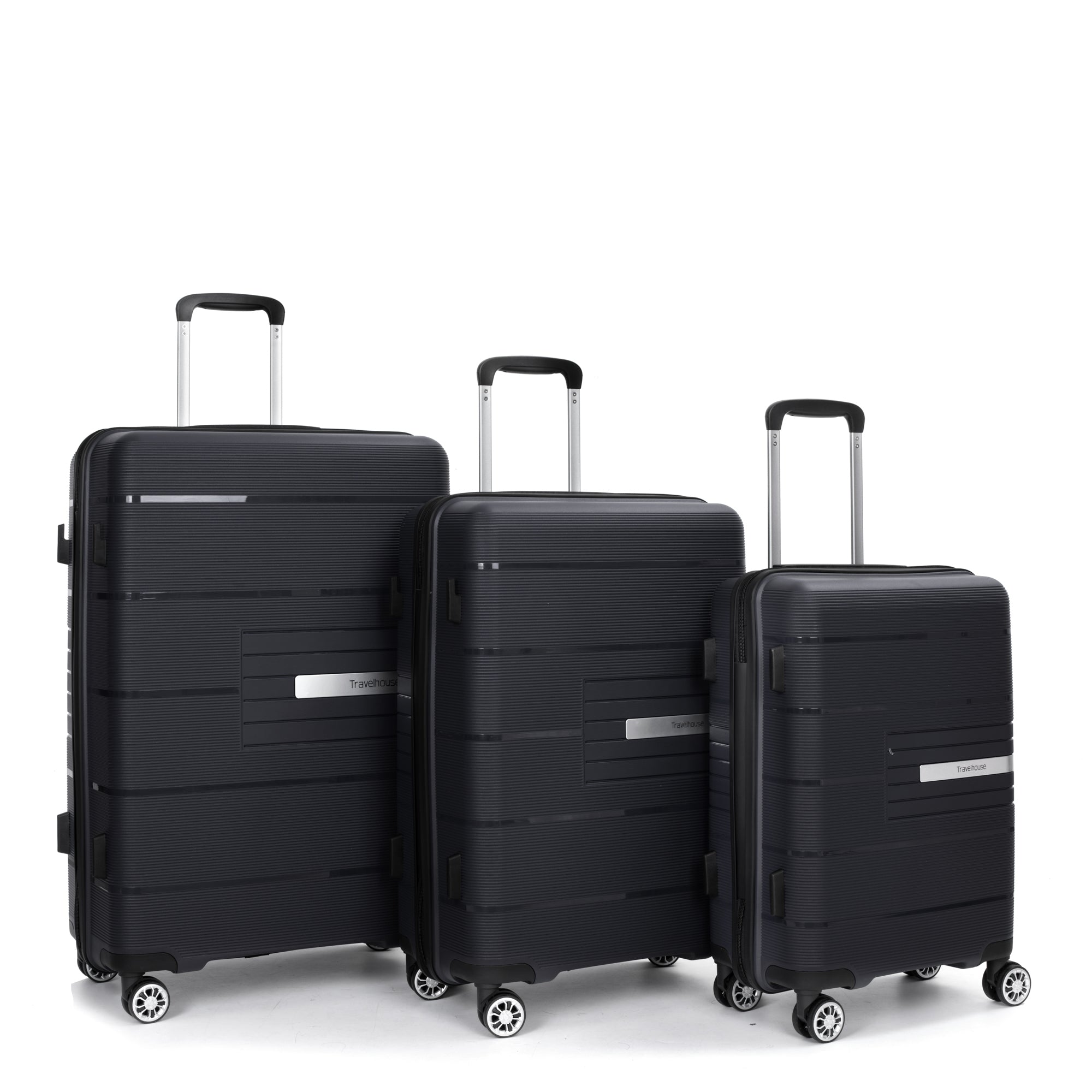 Hardshell Suitcase with Double Spinner Wheels - Lightweight, Durable, TSA Lock - 3-Piece Set (20/24/28) - Black