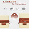 Luggage Sets 3 Piece Suitcase Set 20/24/28, Carry on Luggage Airline Approved, Hard Case with Spinner Wheels, Beige/Brown