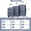 Expandable 3 Piece Lightweight & Durable Luggage Sets with Spinner Wheels, TSA Lock (21/25/29) Gray