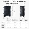 Luggage Sets with Spinner Wheels, ABS+PC Lightweight, TSA Lock (20'/24'/28'), Black