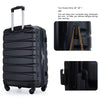 Expandable 3-Piece Luggage Set: Lightweight ABS Suitcase with Hooks, Spinner Wheels, TSA Lock - Black (20/24/28)