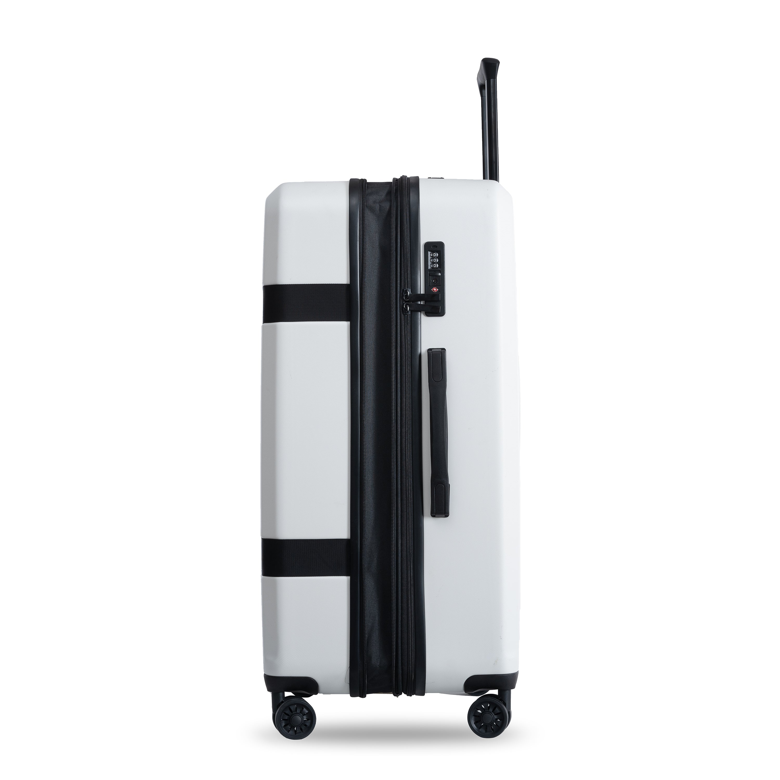 Luggage Sets: Expandable ABS+PC 3 Piece with Spinner Wheels, Lightweight, TSA Lock - 20/24/28, White