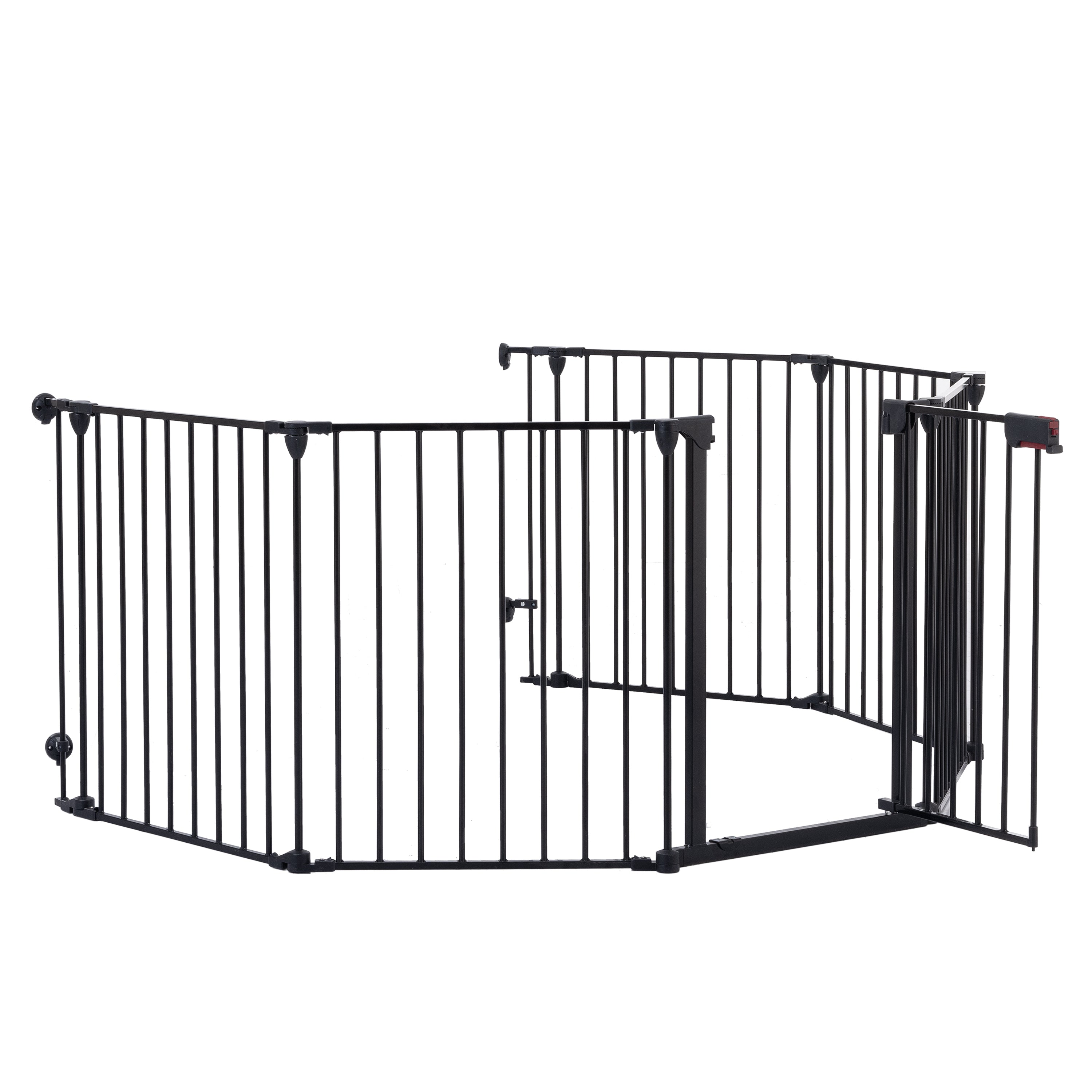 152" Adjustable Safety Gate 6 Panel Play Yard Metal Doorways Fireplace Fence - Christmas Tree Fence Gate for House Stairs - Prohibited Area Fence