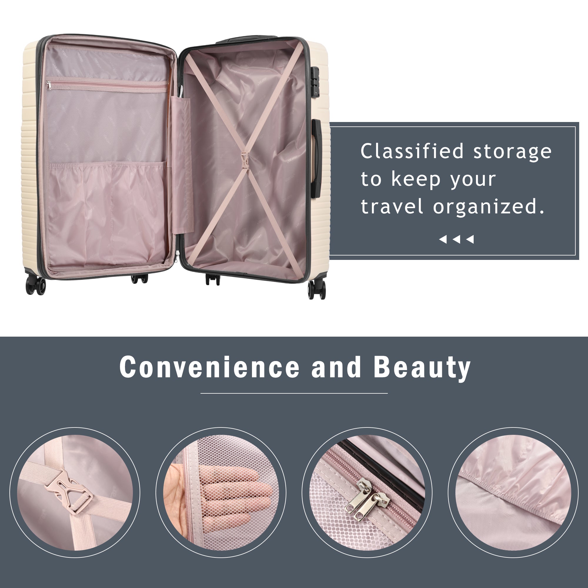 Hardshell Luggage Sets: 3-Piece Double Spinner Suitcase with TSA Lock, Lightweight 20''24''28''