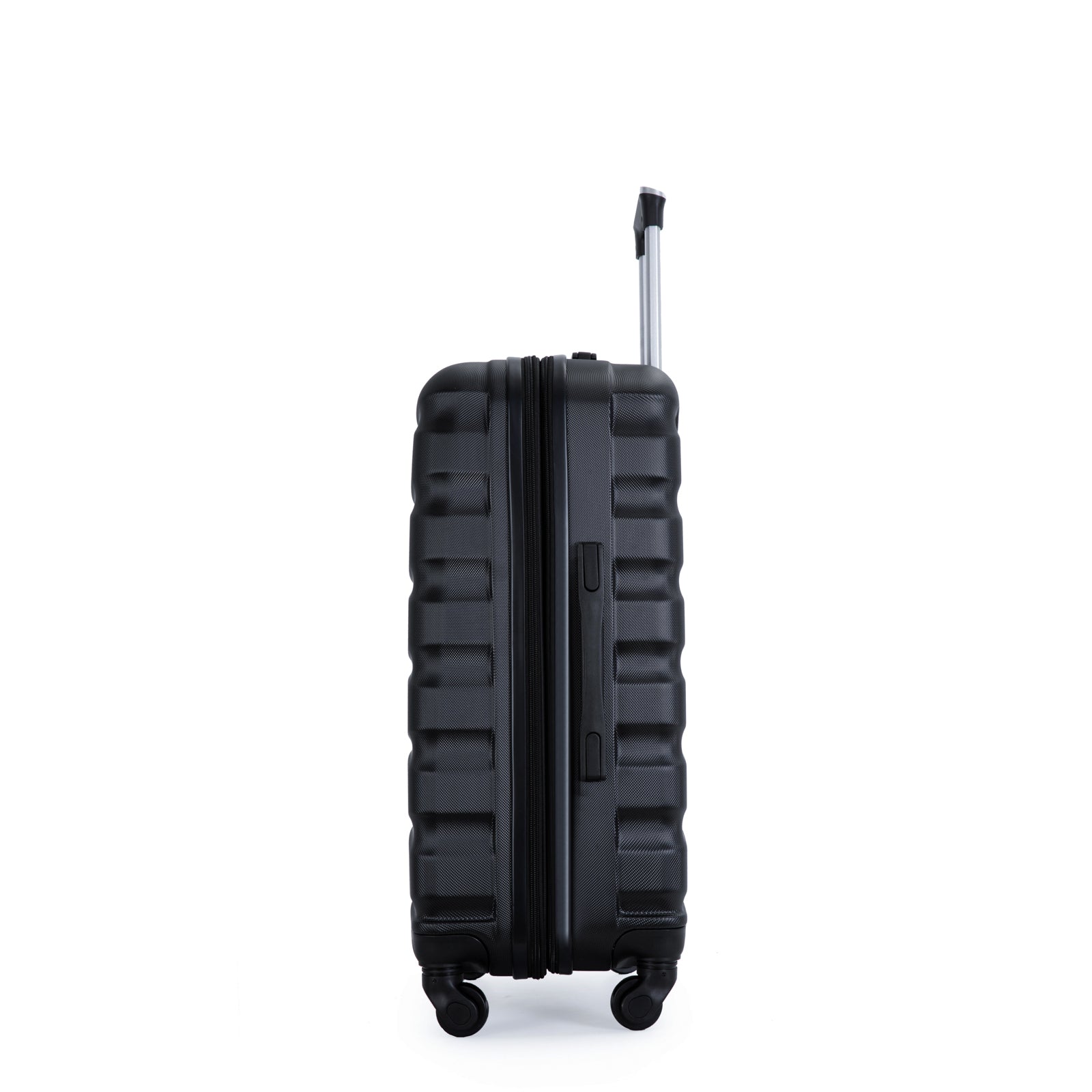 Expandable 3-Piece Luggage Set: Lightweight ABS Suitcase with Hooks, Spinner Wheels, TSA Lock - Black (20/24/28)