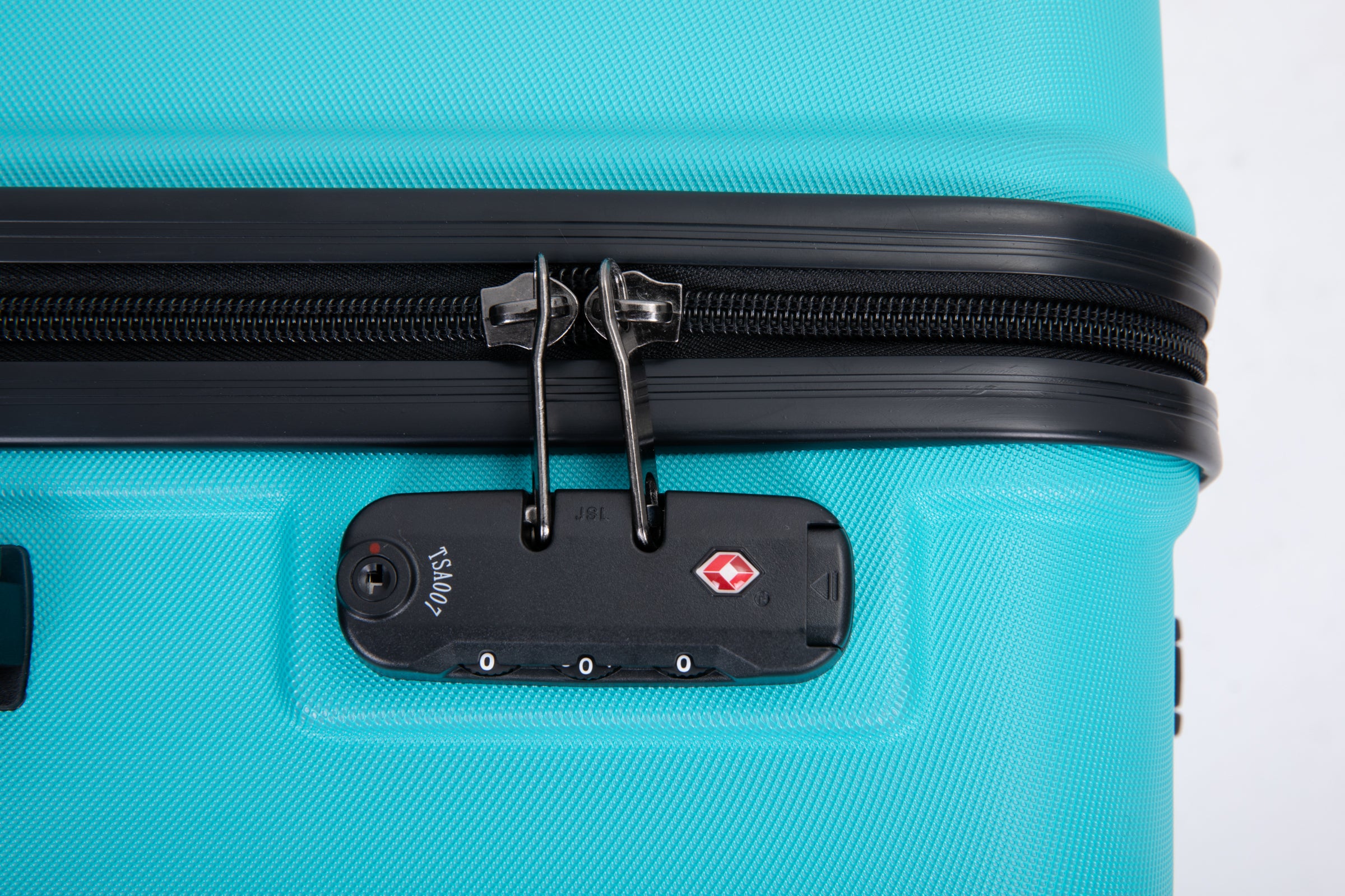 3 Piece ABS Lightweight Suitcase with Hooks, Spinner Wheels, TSA Lock, Turquoise (20/24/28)