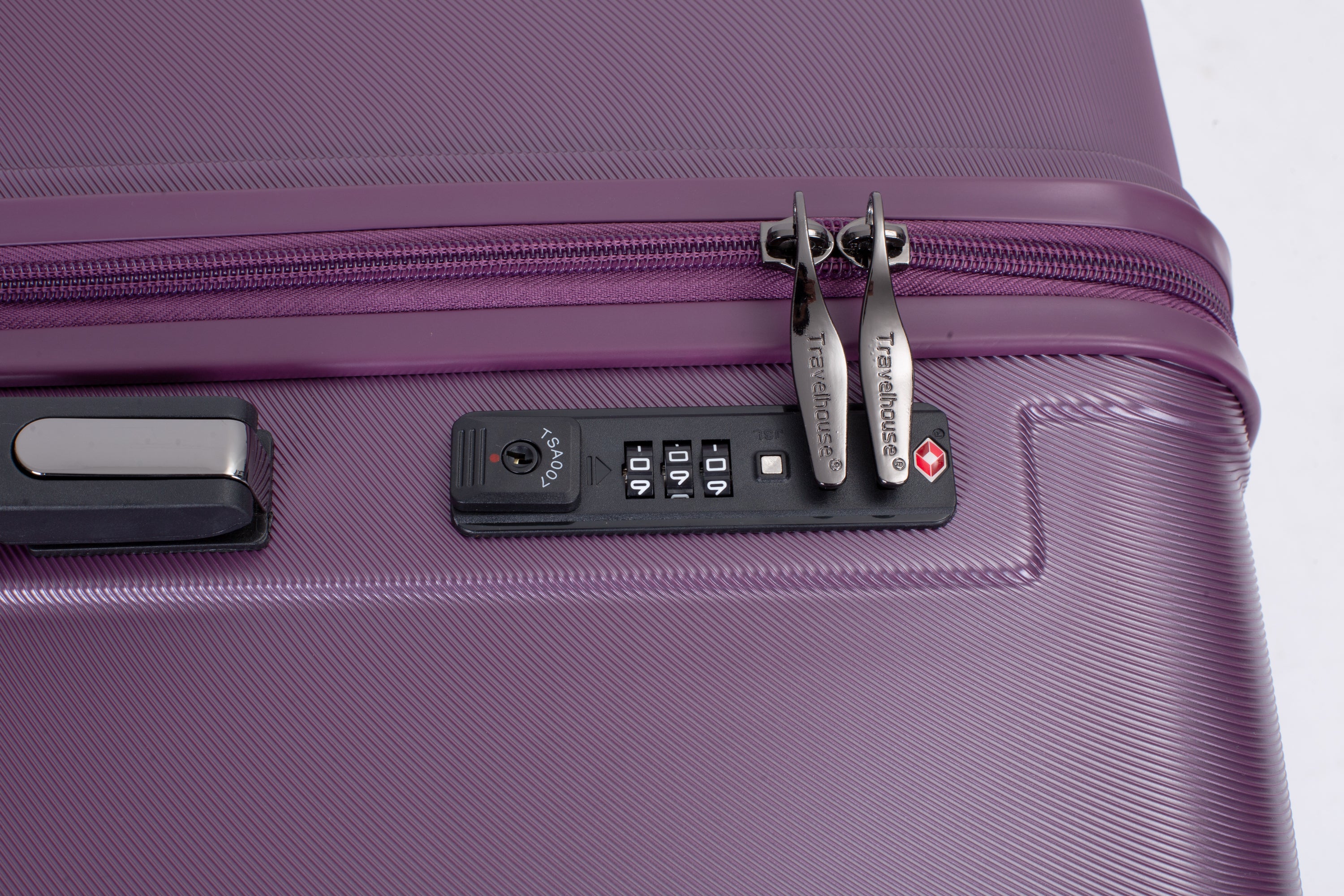 3 Piece Luggage Sets: Lightweight Suitcase with Hooks, 360° Double Spinner Wheels, TSA Lock (21/25/29) - Dark Purple