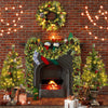 Pre-lit Xmas Tree Artificial Christmas Set with Garland, Wreath & 2 Entrance Trees - LED Lights, 3FT Height