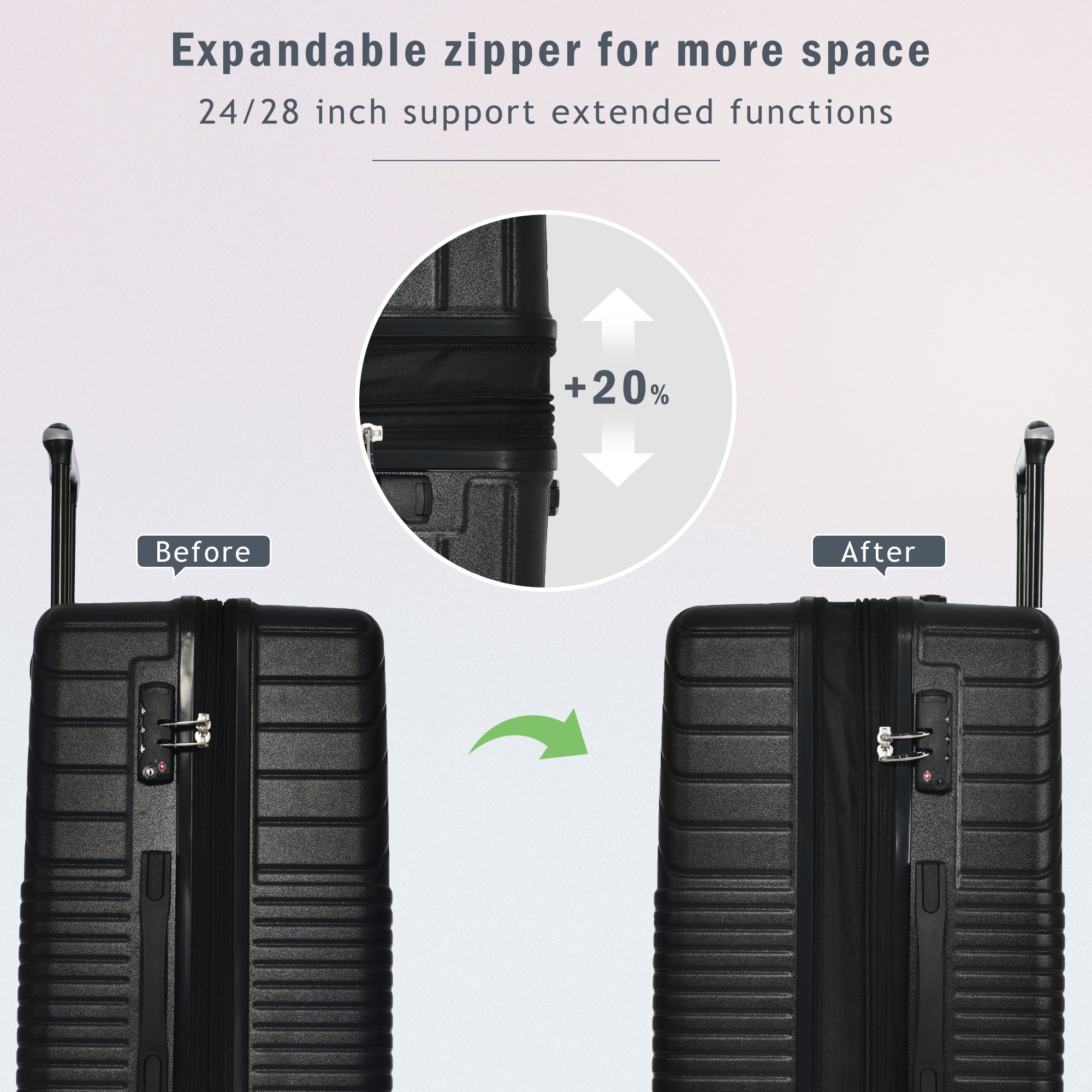 Hardshell Luggage Sets: Lightweight 20''24''28'' Suitcase with TSA Lock, 8 Wheels, and Double Spinner Technology