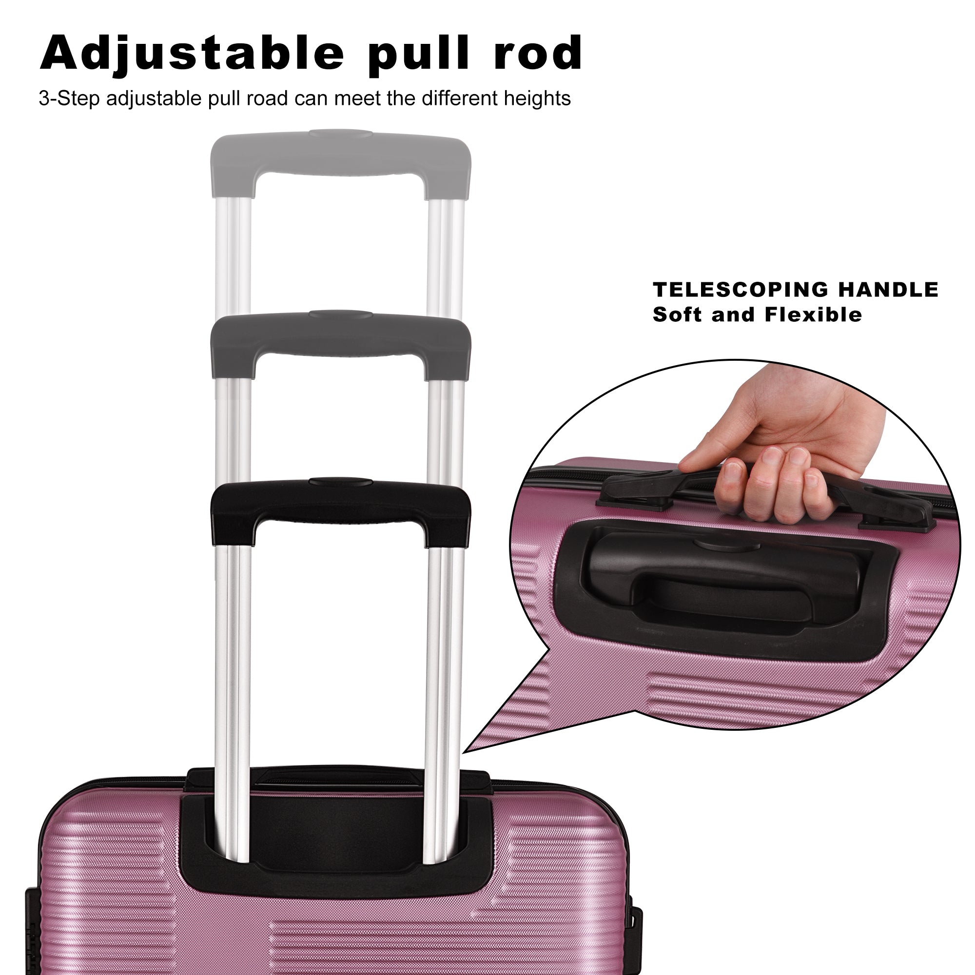 3 Piece ABS Luggage Set with TSA Lock, Durable & Lightweight Suitcase, Spinner Wheels, Cross Stripe Design, 20in/24in/28in Sizes