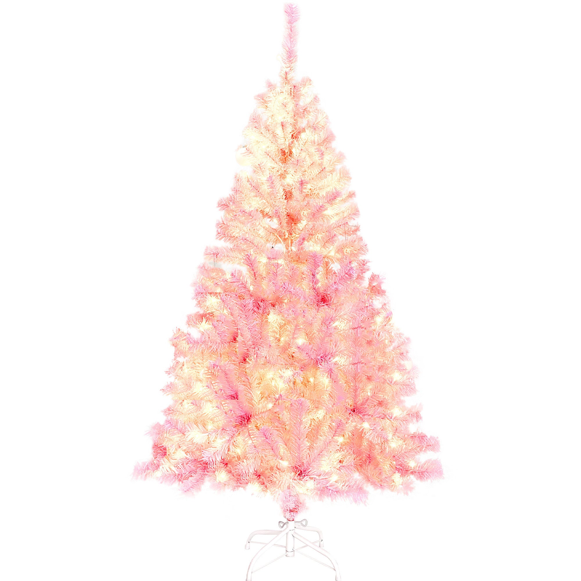 Pre-lit Artificial Christmas 2-Piece Set: 5FT Pink Tree with 6ft Garland X-mas - Festive and Convenient