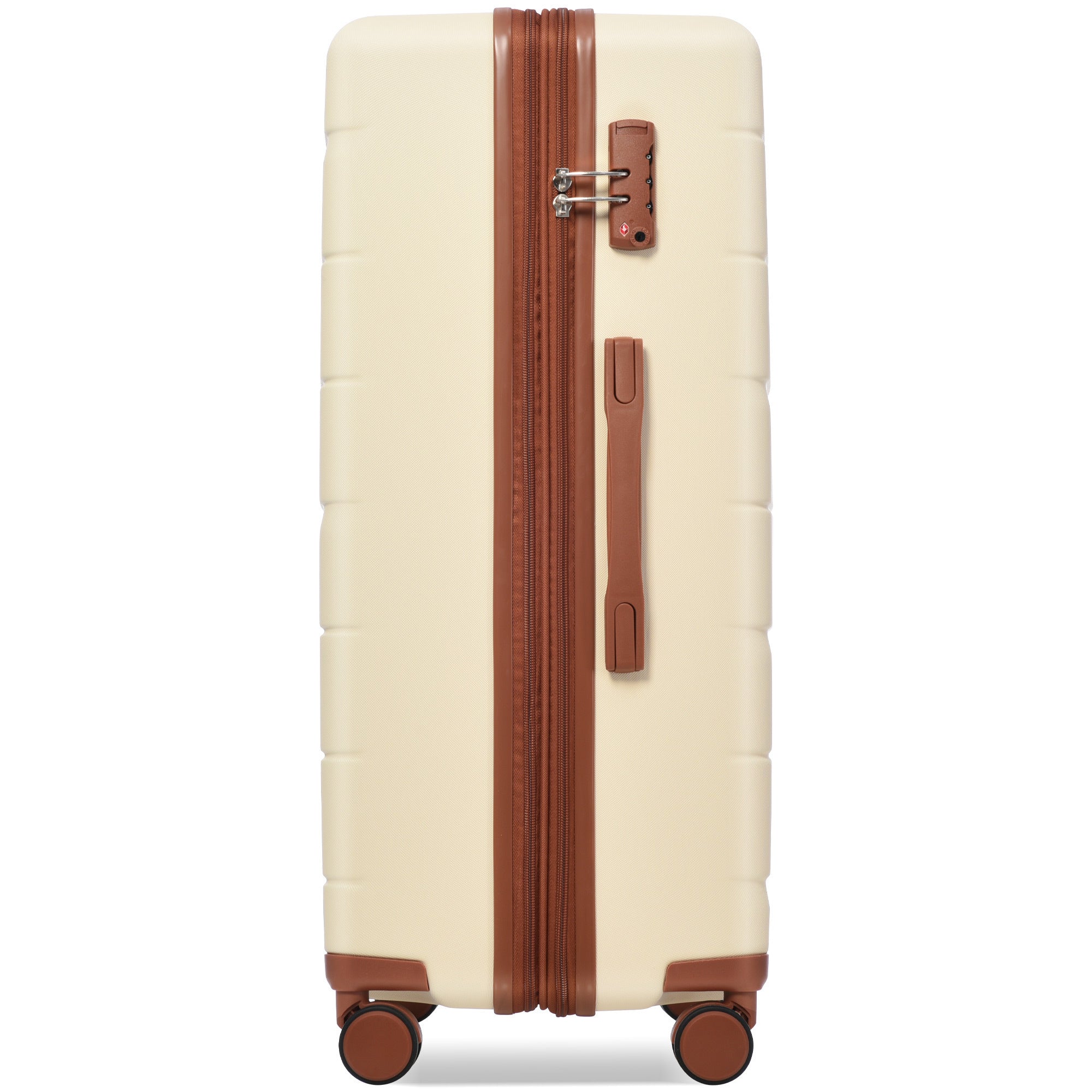 Luggage Sets 3 Piece Suitcase Set 20/24/28, Carry on Luggage Airline Approved, Hard Case with Spinner Wheels, Beige/Brown