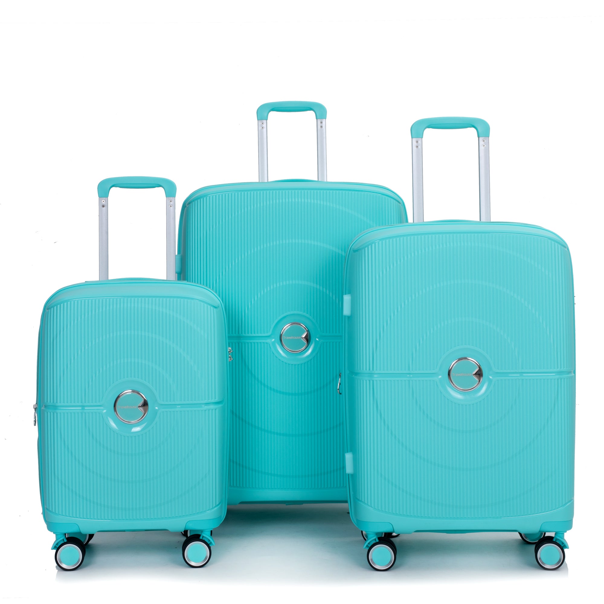 Expandable Hardshell Suitcase Double Spinner Wheels, Lightweight Durable TSA Lock Luggage Sets - 3-Piece (20/24/28), Lake Blue