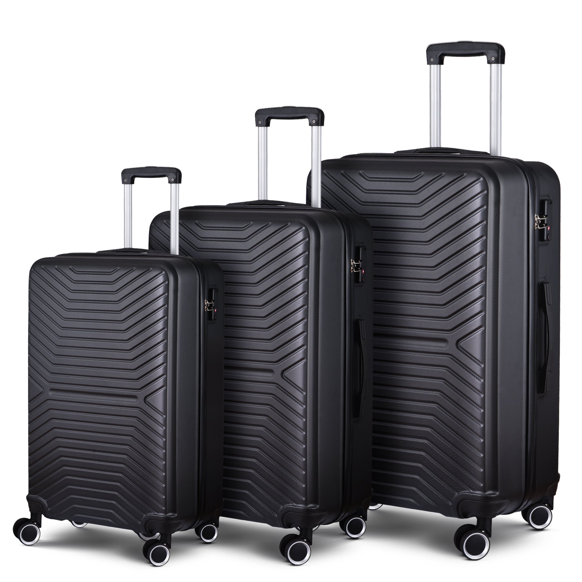 Luggage Sets Expandable ABS Hardshell 3pcs Hardside Suitcase Spinner Wheels with TSA Lock - Lightweight & Durable - Clearance - 20in/24in/28in - Black