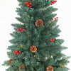 Artificial Slim Christmas Tree Pre-lit Pencil Feel Real Skinny Fir Tree with Cones & Berries 7.5ft Metal Stand