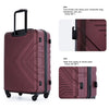 3 Piece Luggage Sets with Two Hooks, Spinner Wheels, TSA Lock, ABS Lightweight Suitcase (20/24/28) - Wine Red