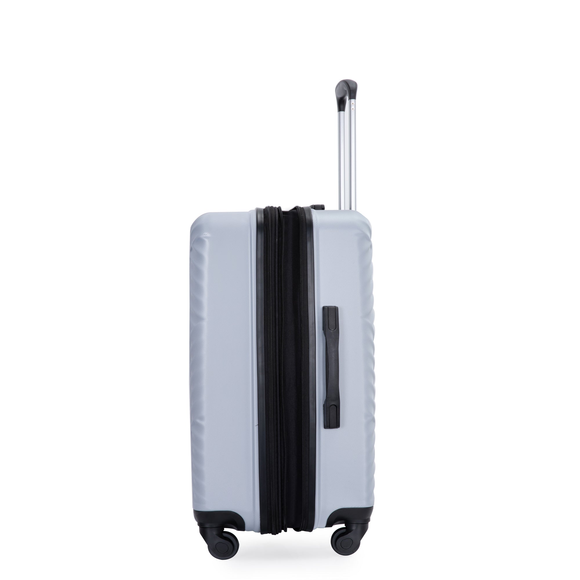 Expandable 3 Piece Lightweight Luggage Sets with Spinner Wheels, TSA Lock, and Two Hooks - Silver (21/25/29)