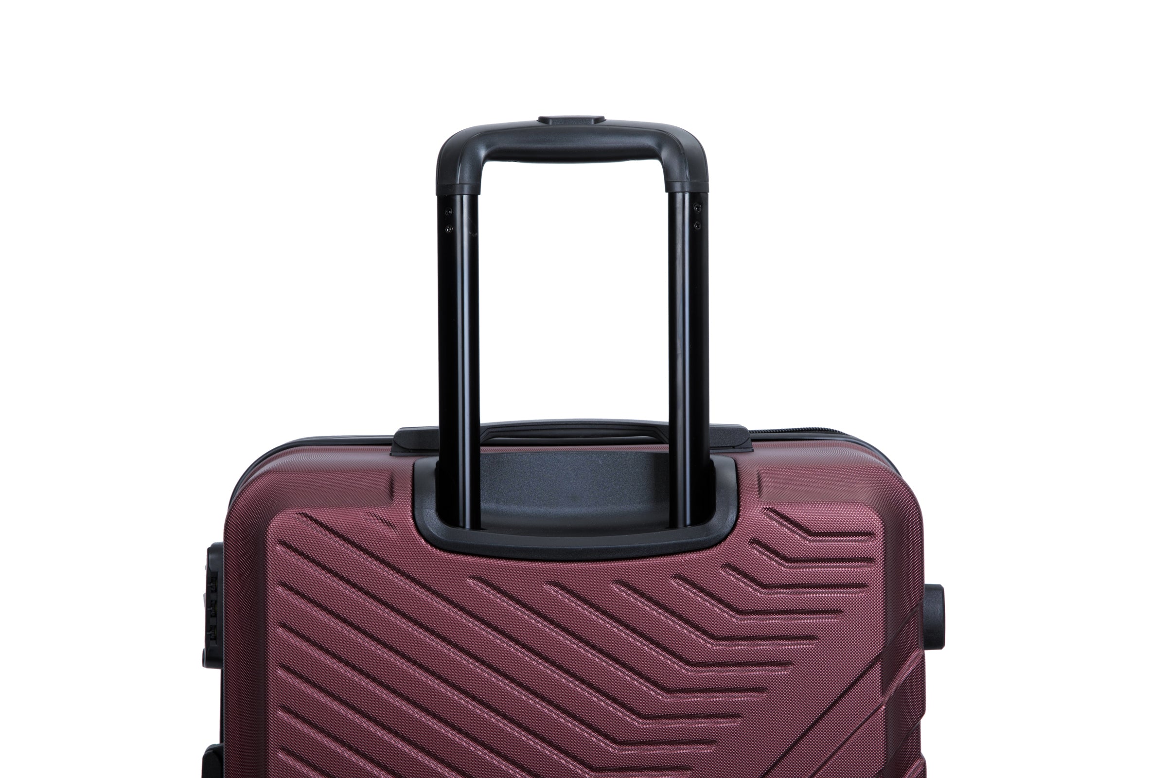 3 Piece Luggage Sets with Two Hooks, Spinner Wheels, TSA Lock, ABS Lightweight Suitcase (20/24/28) - Wine Red