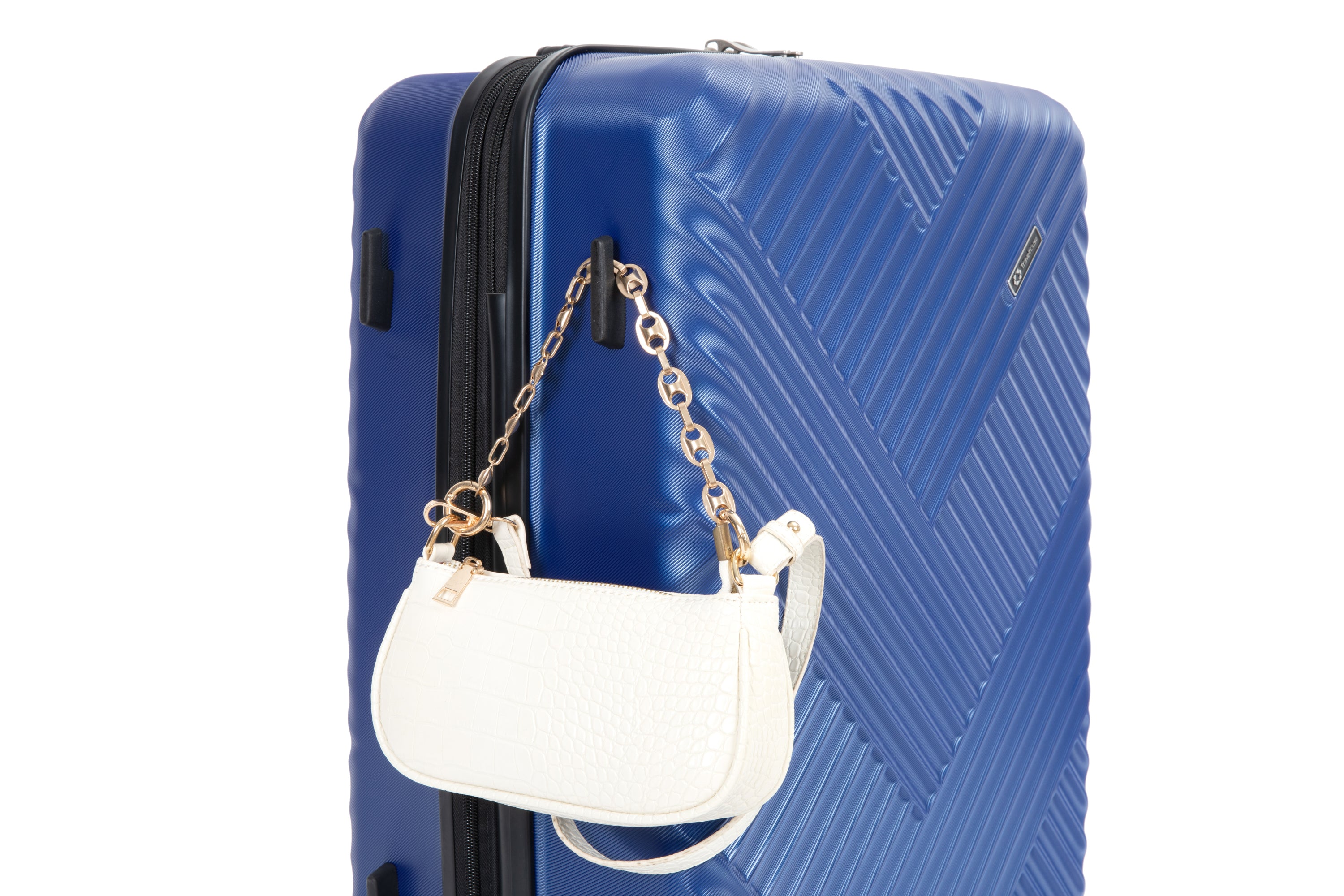 Expandable 3PC Lightweight Suitcase with Hooks, Spinner Wheels, TSA Lock - Blue (21/25/29)