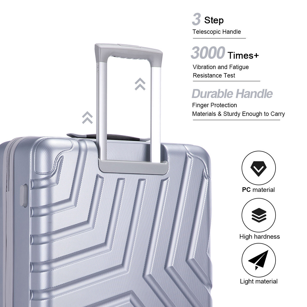 16" Hard Case Luggage Computer Case with Silent Aircraft Wheels - Silver, Durable, and Versatile