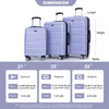 3 Piece Lightweight & Durable Expandable Suitcase Set with Hooks, Spinner Wheels, TSA Lock, (21/25/29) Light Purple