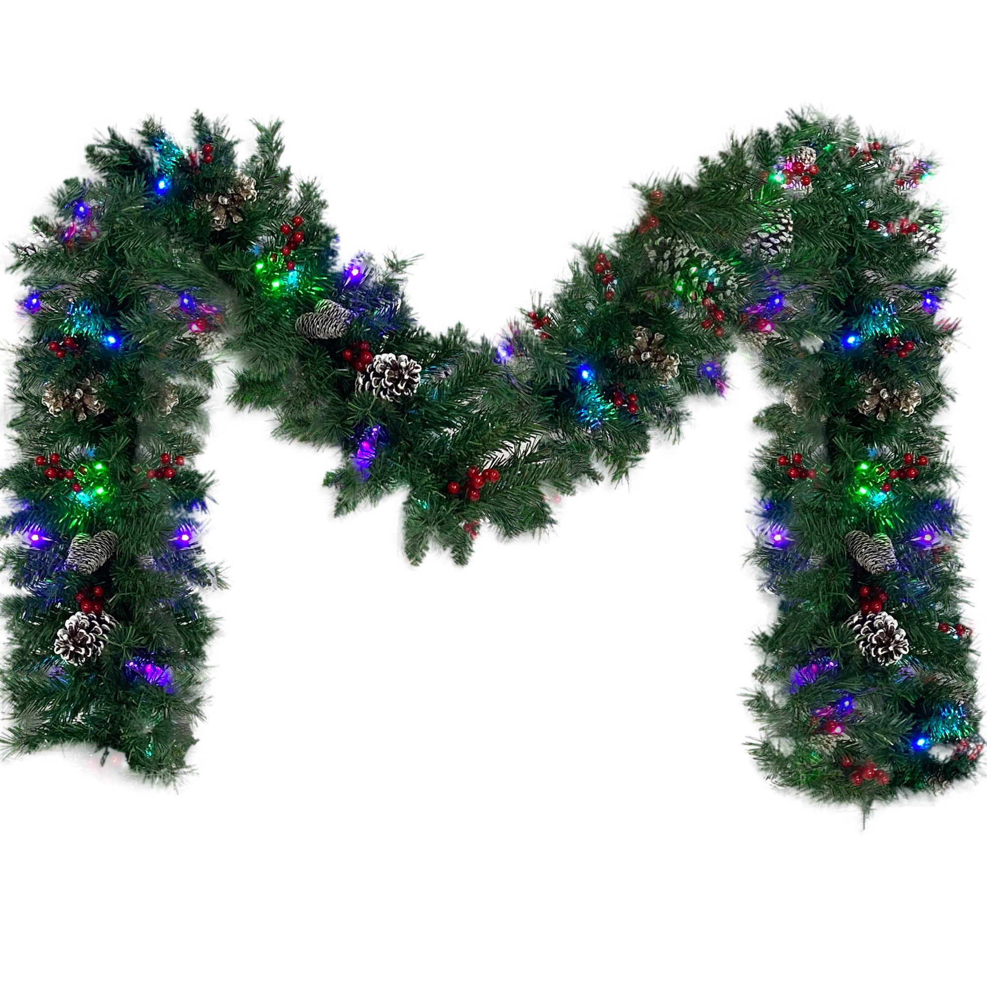 Pre-lit Artificial Christmas Tree Set with Garland, Wreath, and Entrance Trees - Xmas Decor in a 4-Piece Collection | Vibrant Green, Easy to Assemble | 220 Letters