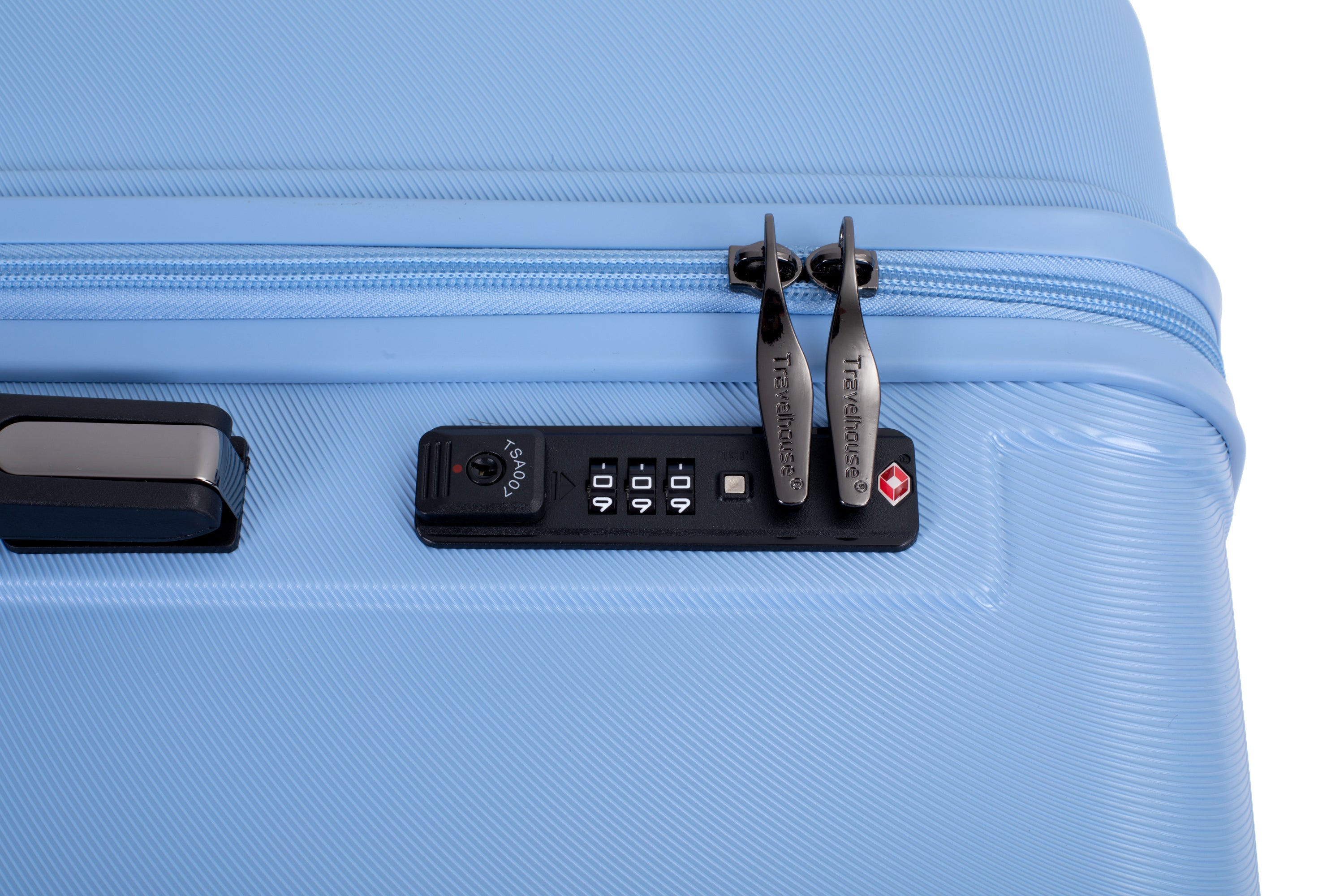 3 Piece Lightweight Suitcase Set with 360° Double Spinner Wheels, TSA Lock, and Two Hooks - Light Blue (21/25/29)