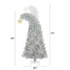 6 FT White Christmas Tree with 300 Colorful LED Lights, Bent Top & Gold Star - Premium Holiday Decor