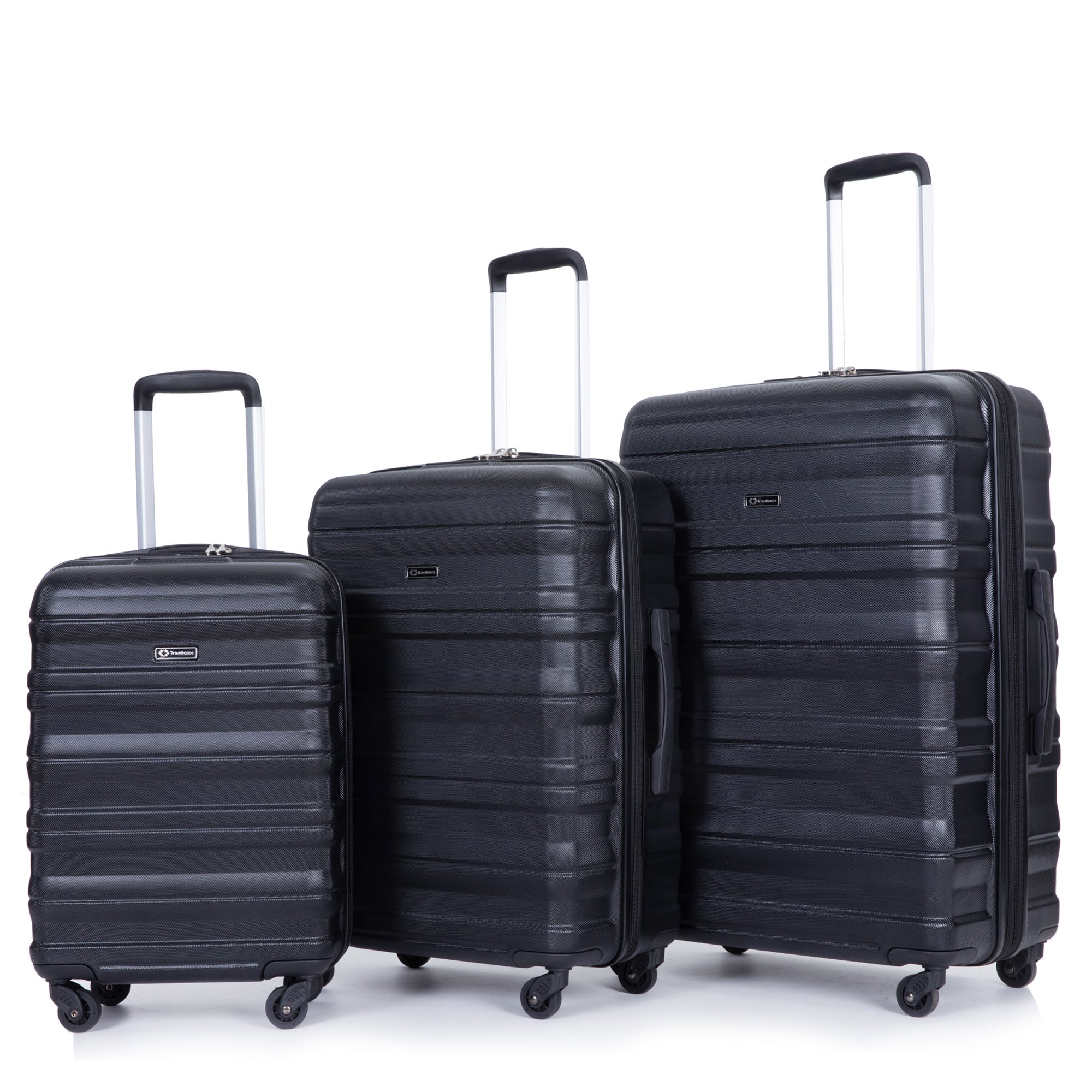 Expandable 3 Piece Luggage Set: Lightweight & Durable Suitcase with Hooks, Spinner Wheels, TSA Lock - Black (21/25/29)