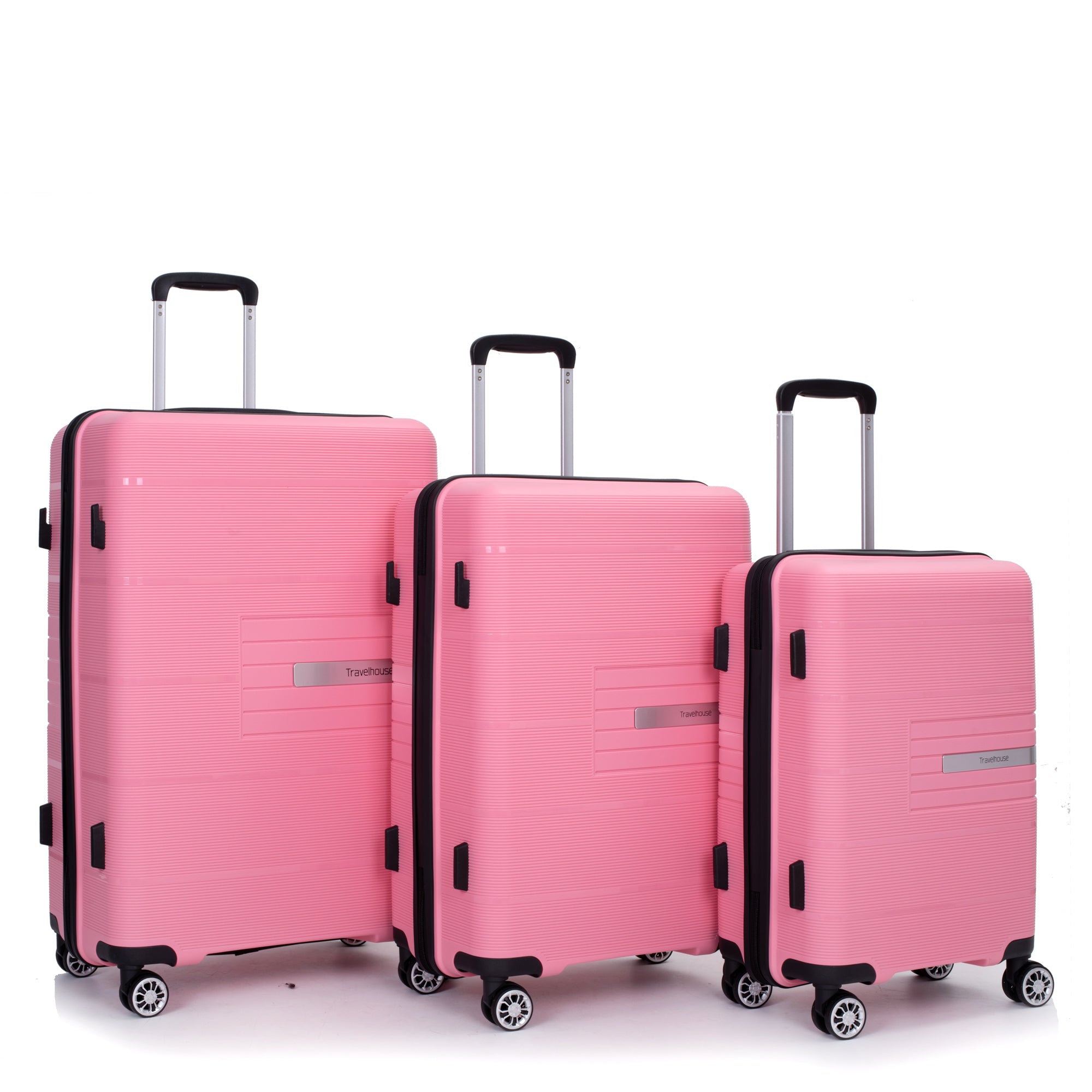 "Hardshell Suitcase with Double Spinner Wheels - Lightweight & Durable PP Luggage Sets, TSA Lock, 3-Piece Set (20/24/28), Pink"