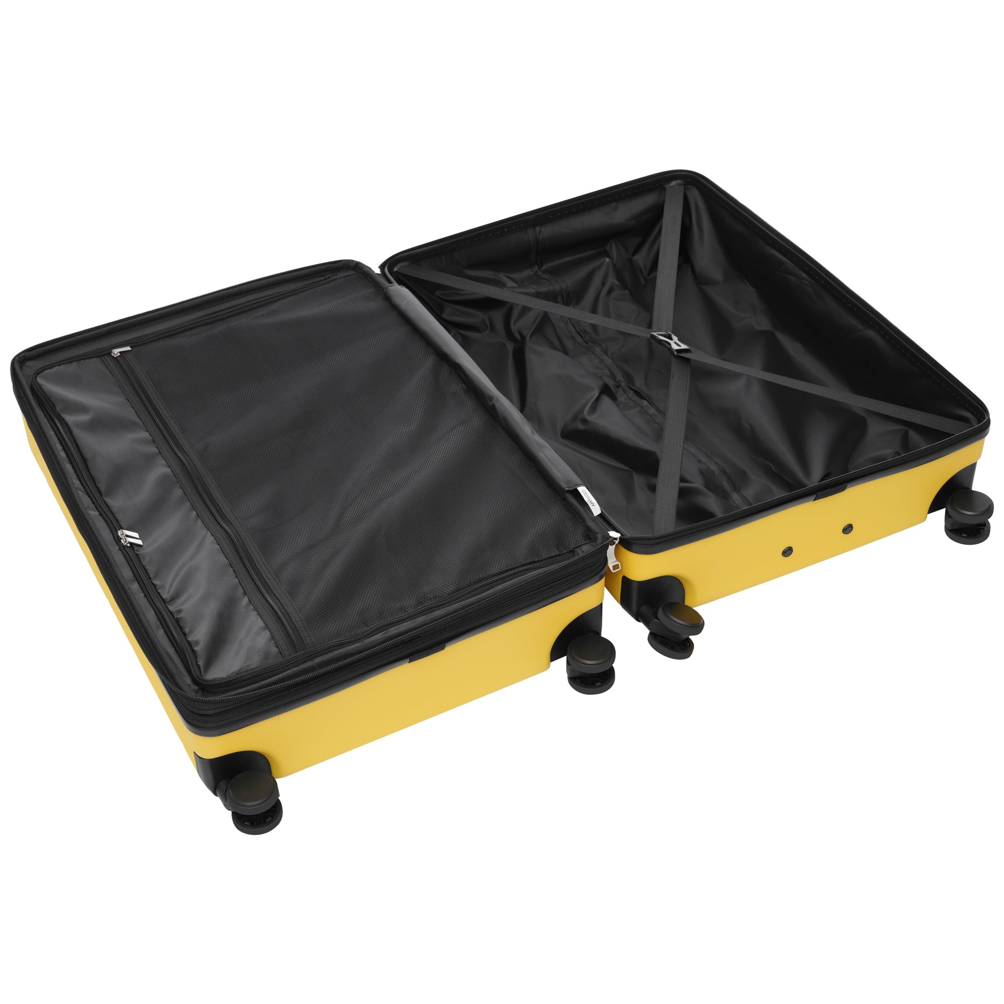 Luggage Sets 3 Piece Suitcase Set 20/24/28, Carry on Luggage Airline Approved, Hard Case with Spinner Wheels, Yellow and Black