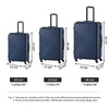 3-Piece Lightweight ABS Luggage Set with Hooks, Spinner Wheels, TSA Lock - Navy (20/24/28)