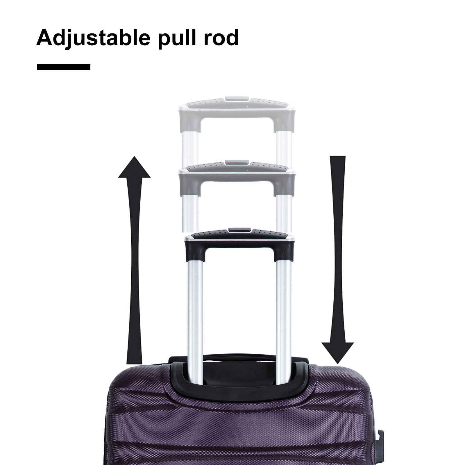 Expandable 3 Piece ABS Luggage Set with Spinner Wheels, TSA Lock, Lightweight Suitcase, Purple (20/24/28)