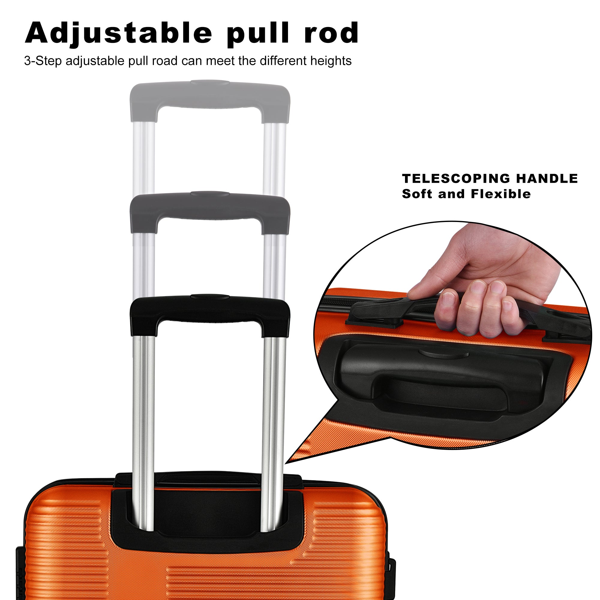 3 Piece Luggage Set with TSA Lock: ABS, Durable & Lightweight Suitcase, Spinner Wheels, Cross Stripe Design - Hooks, 20in/24in/28in Sizes