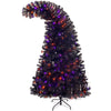 6FT Artificial Fir Bent Top Halloween Christmas Tree - Bendable Grinch Style Holiday Decoration with 1,080 Lush Branch Tips and 300 LED Lights - Xmas Halloween Style (Black/Orange, 6 Feet)