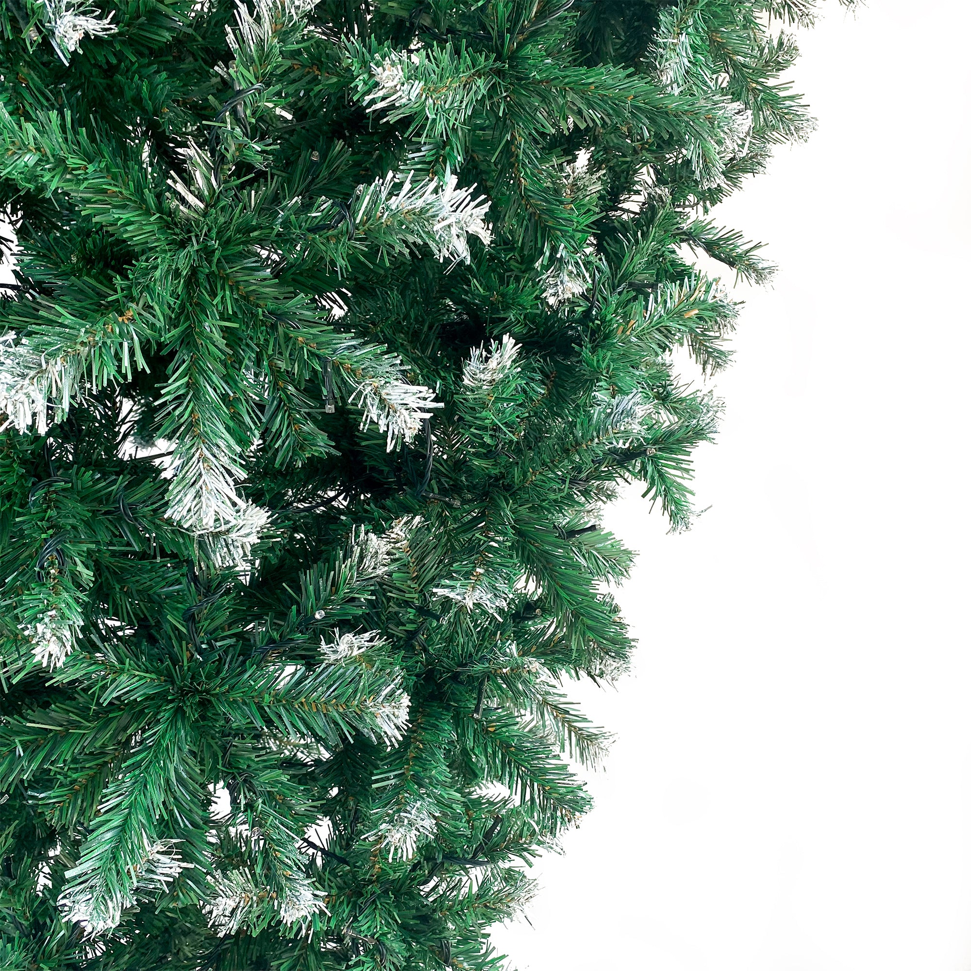 7.4ft Upside Down Green Christmas Tree with LED Warm White Lights & Easy Assembly - Green Leaves, Reinforced Metal Base - Xmas Tree in Unique Color & Size