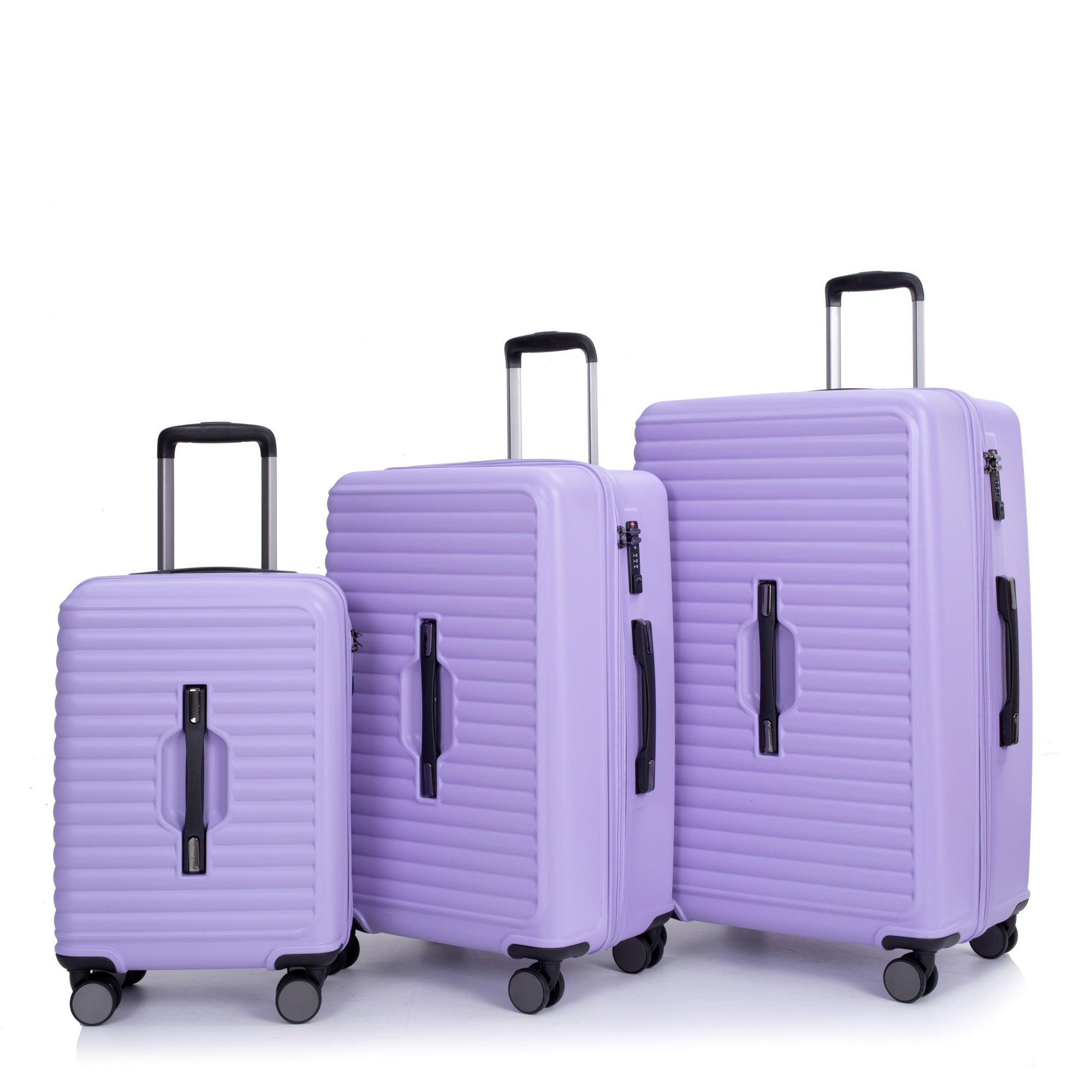 3 Piece Luggage Sets: Lightweight Suitcase with Hooks, 360° Spinner Wheels, TSA Lock, Light Purple (21/25/29)