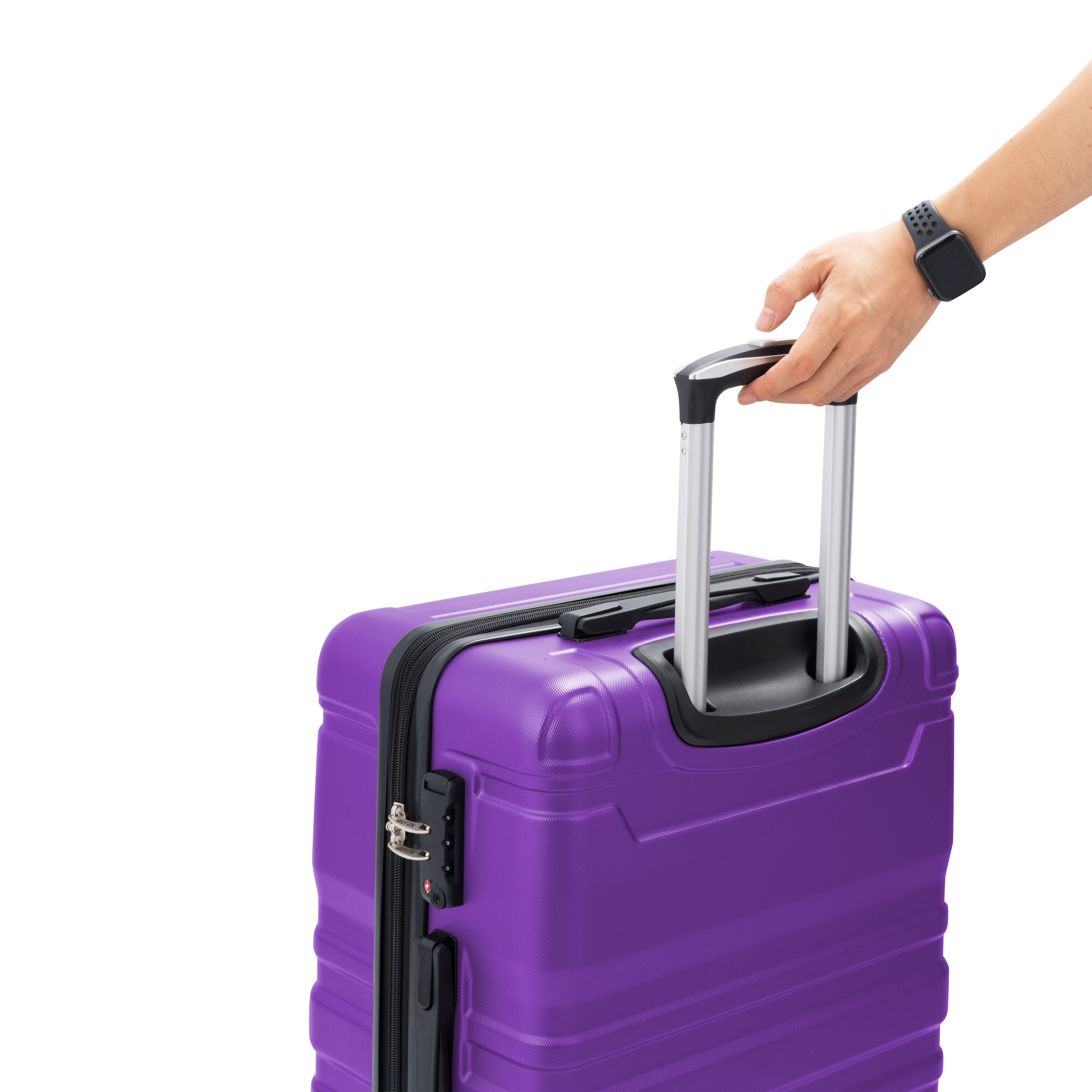 New Model Expandable ABS Hardshell 3pcs Clearance Luggage Sets - Hardside, Lightweight, Durable Suitcase Sets with Spinner Wheels, TSA Lock - 20''24''28'' (Purple)