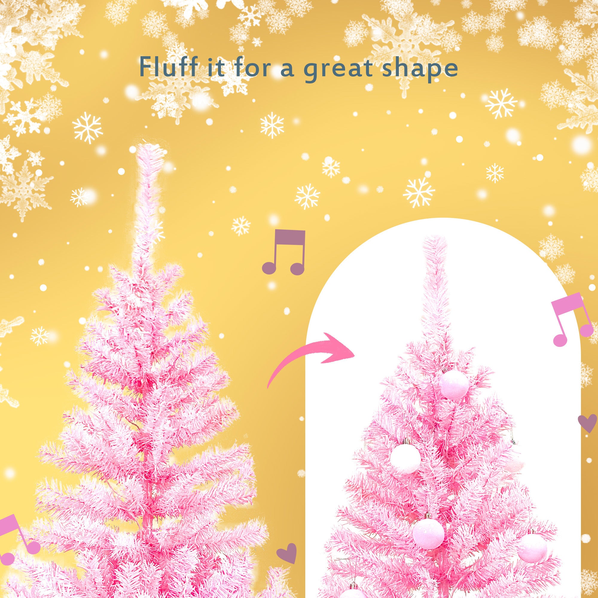 Pre-lit Artificial Christmas 2-Piece Set: 5FT Pink Tree with 6ft Garland X-mas - Festive and Convenient