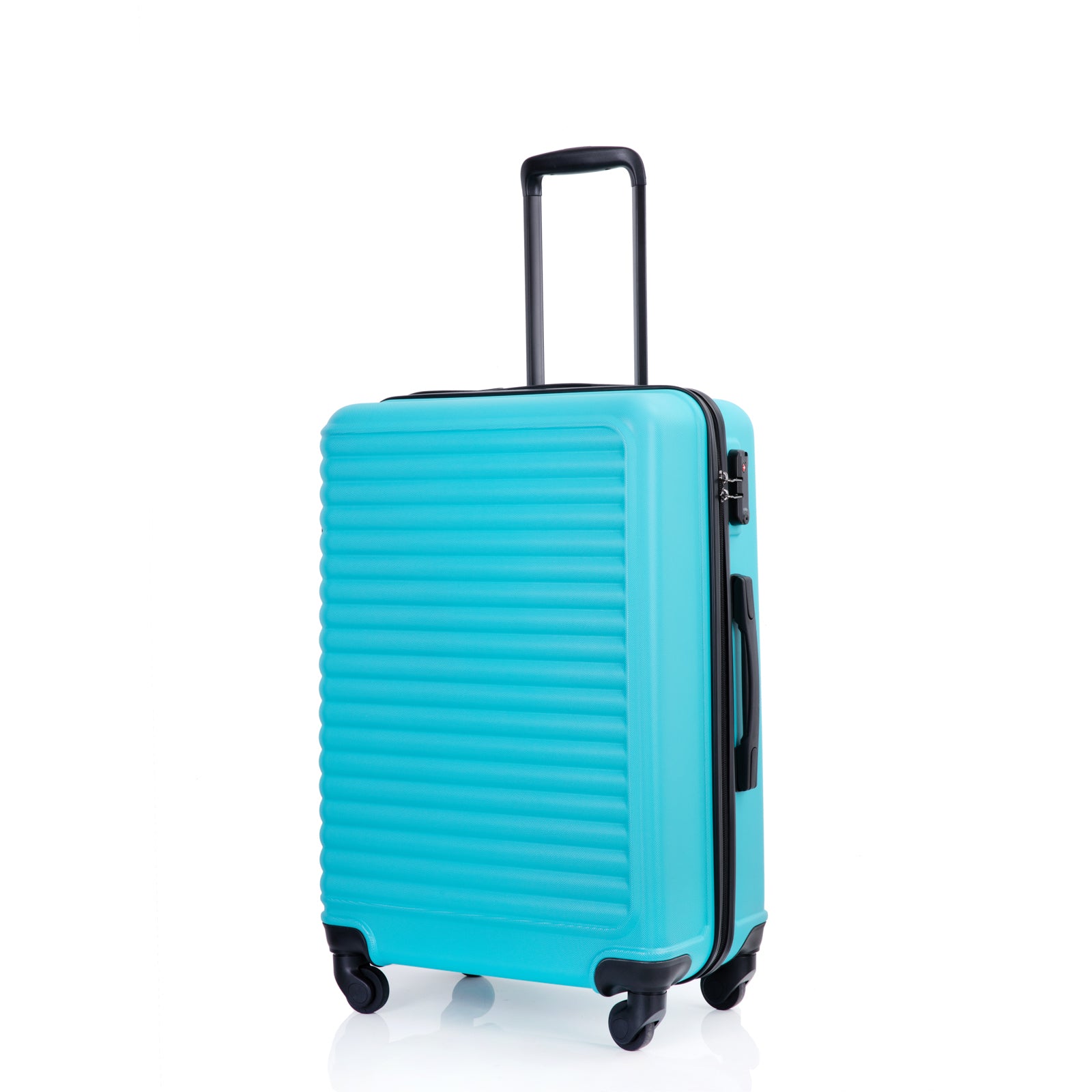 3 Piece ABS Lightweight Suitcase with Hooks, Spinner Wheels, TSA Lock, Turquoise (20/24/28)