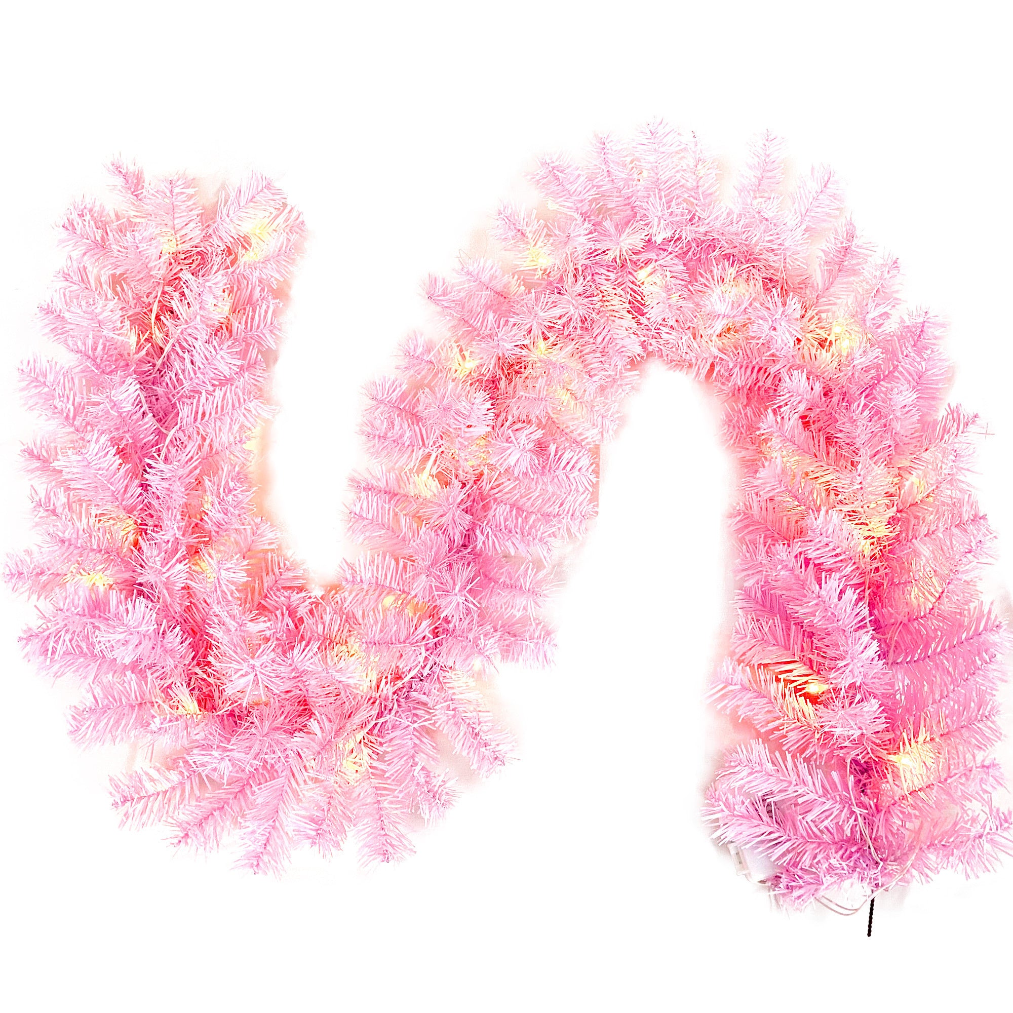 Pre-lit Artificial Christmas 2-Piece Set: 5FT Pink Tree with 6ft Garland X-mas - Festive and Convenient