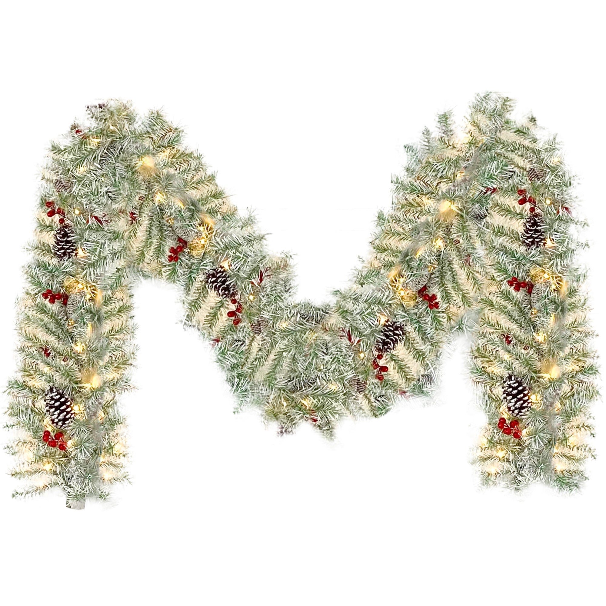 Pre-lit Artificial Christmas Tree Set: Garland, Wreath, and 2 Entrance Trees | Xmas Decor - 4-Piece | Vibrant & Lifelike | Various Colors & Sizes