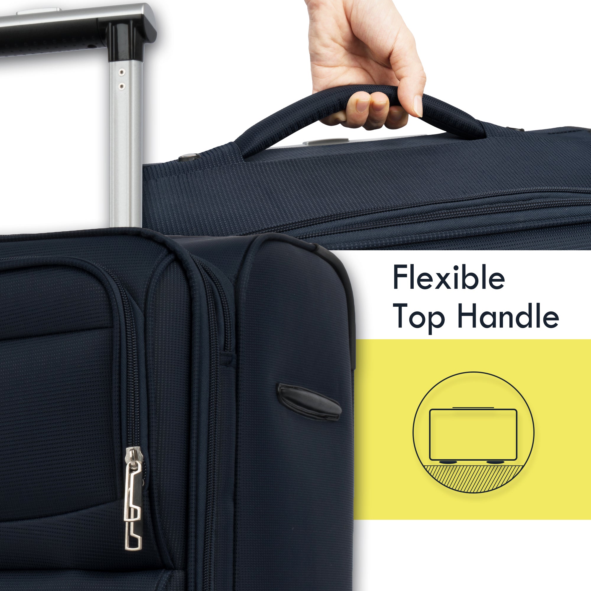 Softside Luggage Expandable 3 Piece Set - Lightweight Suitcase Upright Spinner for Travel - Softshell, Durable Material - Available in Various Sizes and Colors