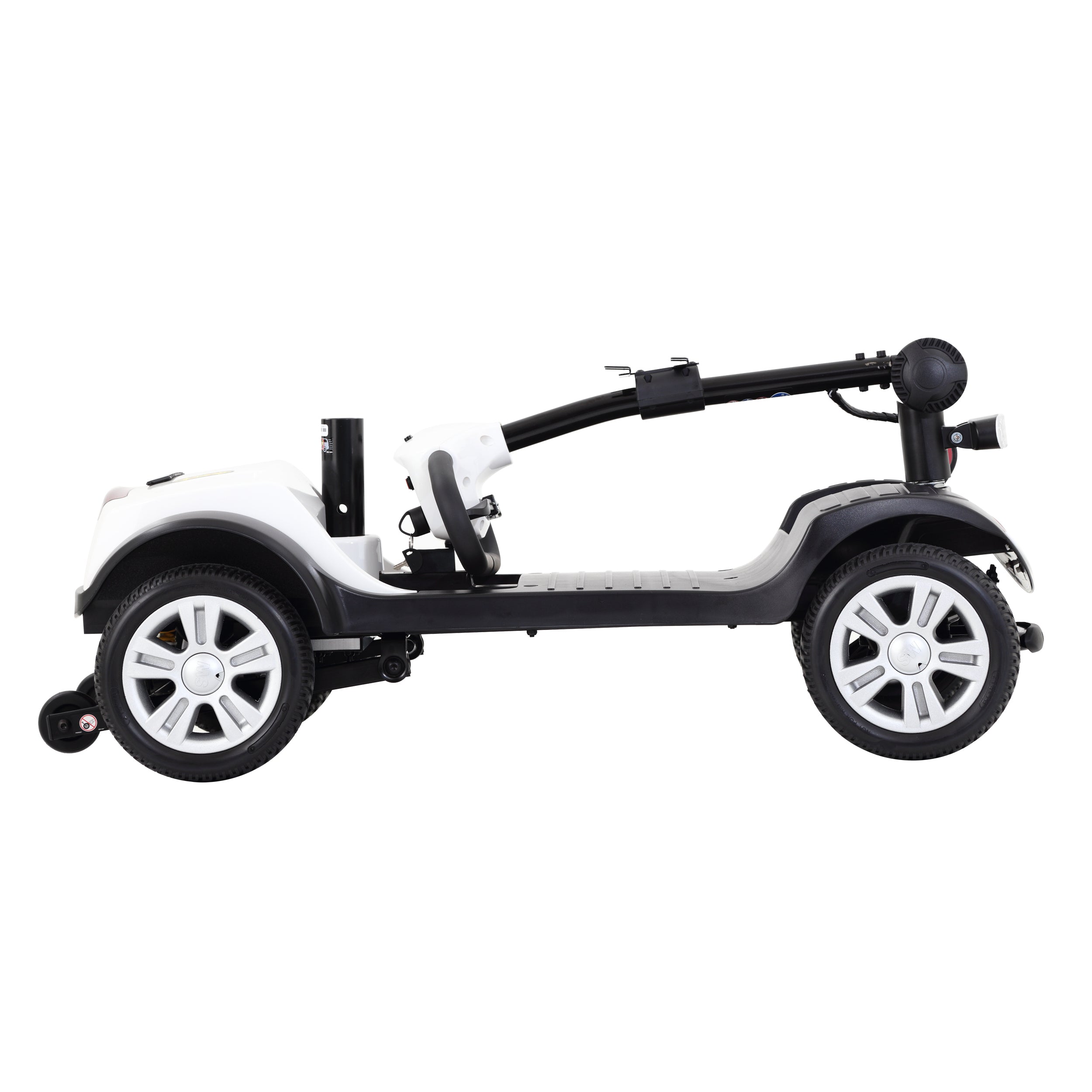 Four Wheels Compact Travel Mobility Scooter - 300W Motor, 300lbs Capacity, White Color