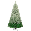 7.6 FT Classic Pine Tree Shape Christmas Tree with Gradient PVC Foliage Design, 300 Cool White LED Lights, Sturdy Iron Frame