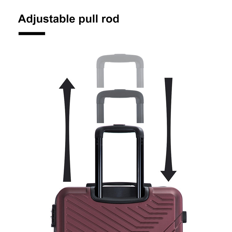 3 Piece Luggage Sets with Two Hooks, Spinner Wheels, TSA Lock, ABS Lightweight Suitcase (20/24/28) - Wine Red