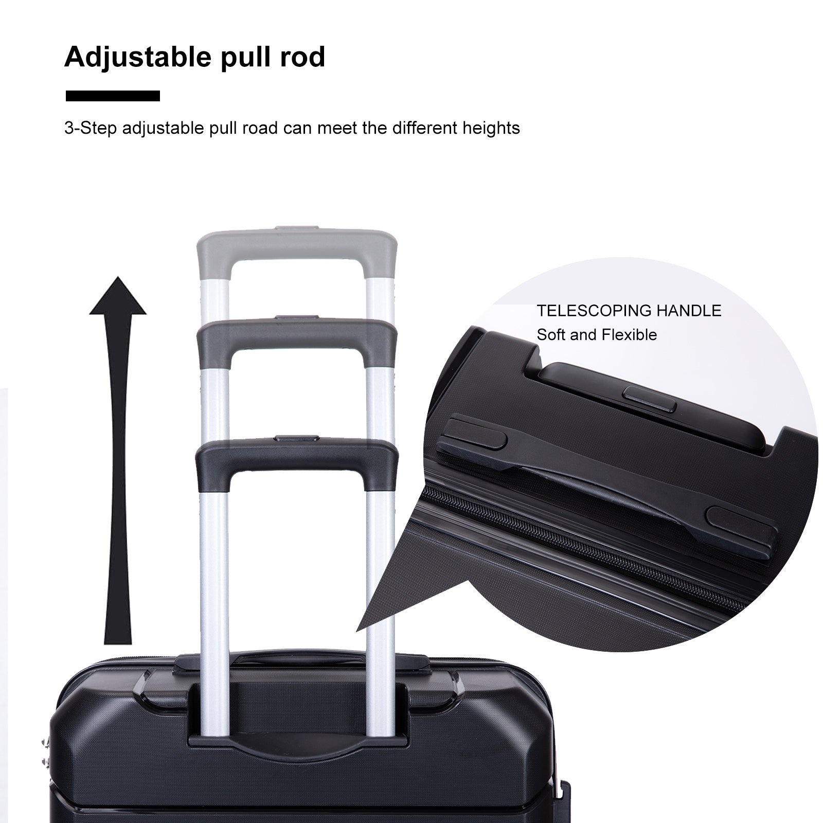 Hardshell Suitcase Spinner Wheels PP Luggage Sets - Lightweight & Durable with TSA Lock - 3-Piece Set (20/24/28) - Black