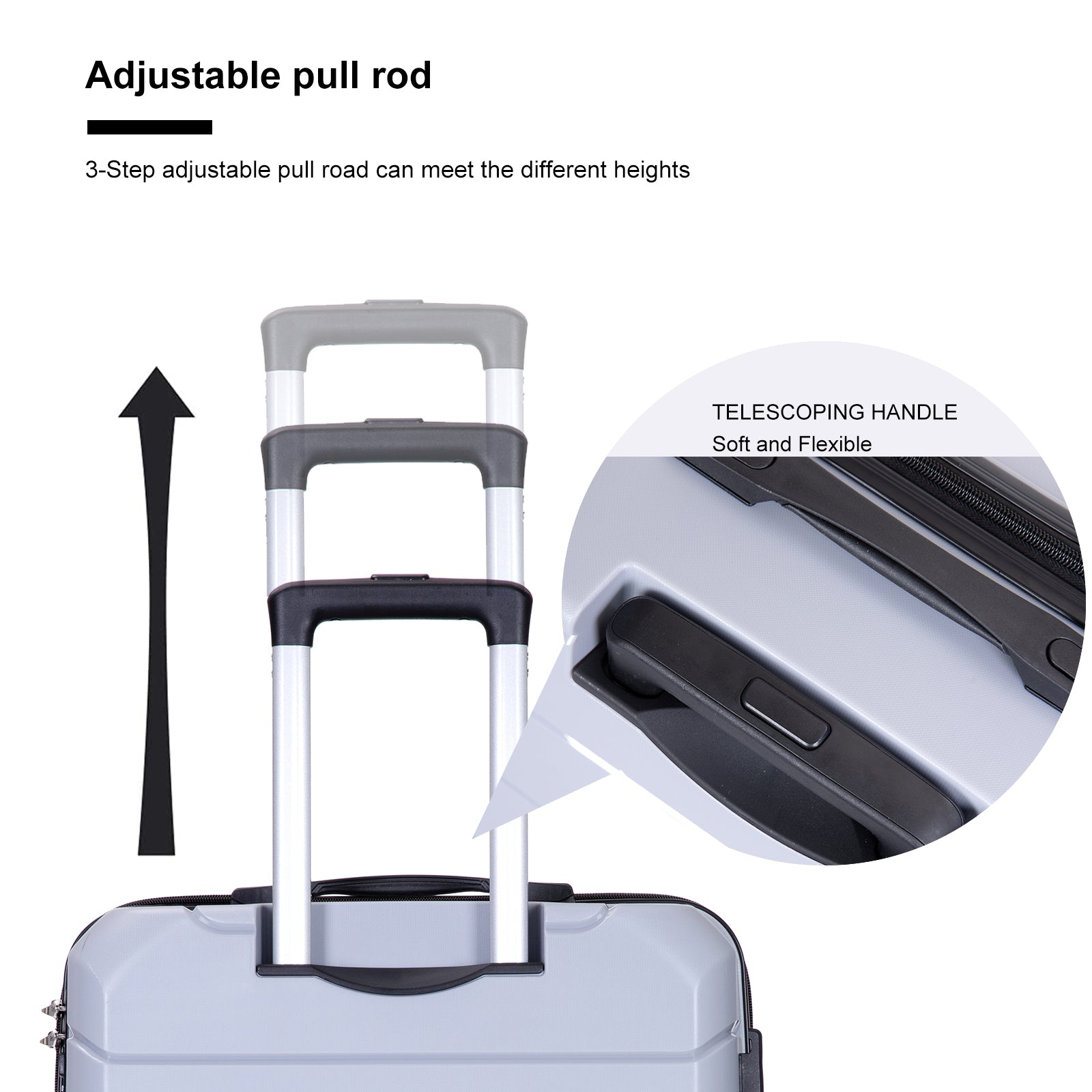 Hardshell Spinner Wheels PP Luggage Sets Lightweight Suitcase with TSA Lock - 3-Piece Set (20/24/28) in Silver