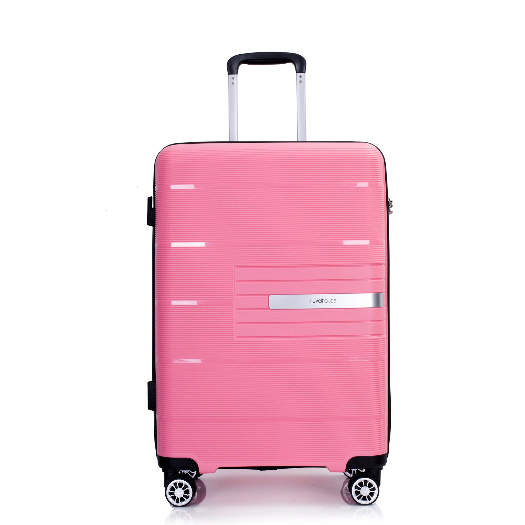 "Hardshell Suitcase with Double Spinner Wheels - Lightweight & Durable PP Luggage Sets, TSA Lock, 3-Piece Set (20/24/28), Pink"