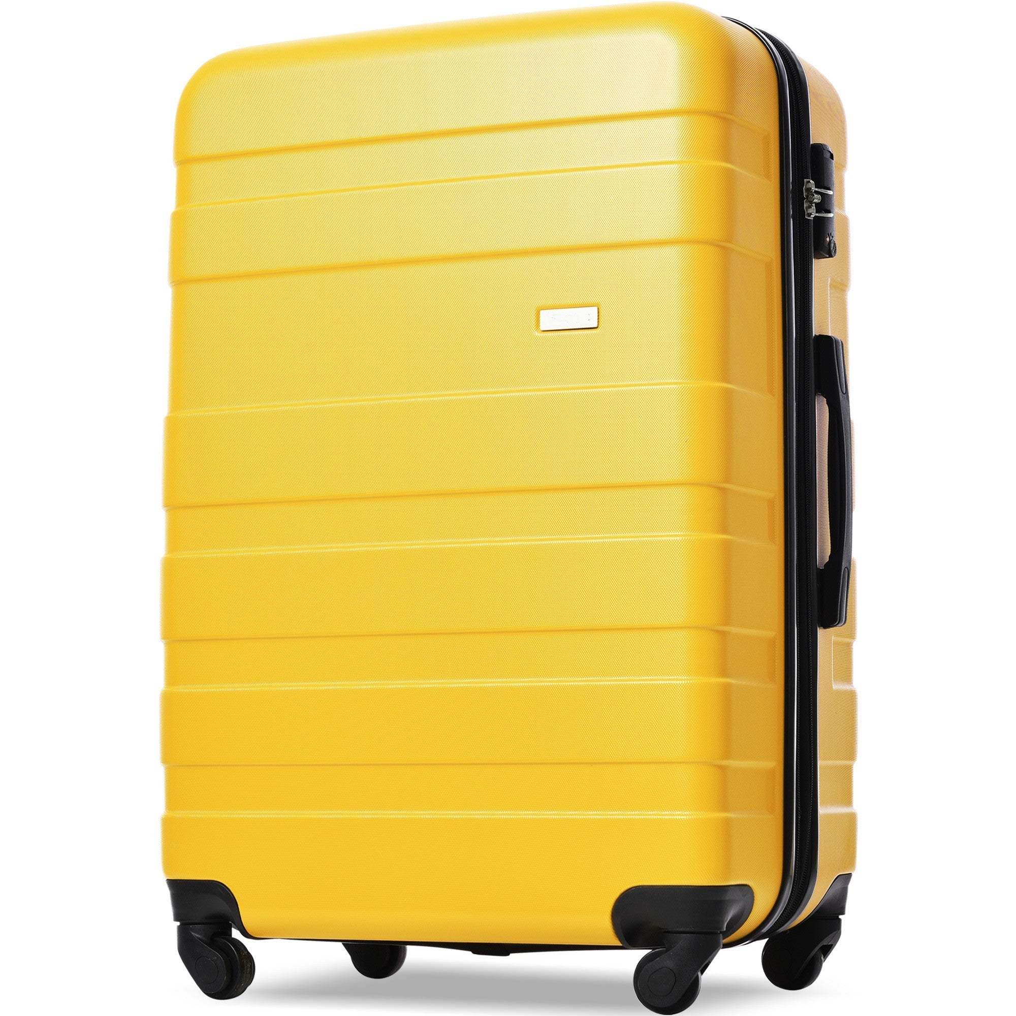 Luggage Sets New Model Expandable ABS Hardshell 3pcs Hardside Lightweight Durable Suitcase Spinner Wheels Suitcase with TSA Lock 20''24''28''(Yellow)